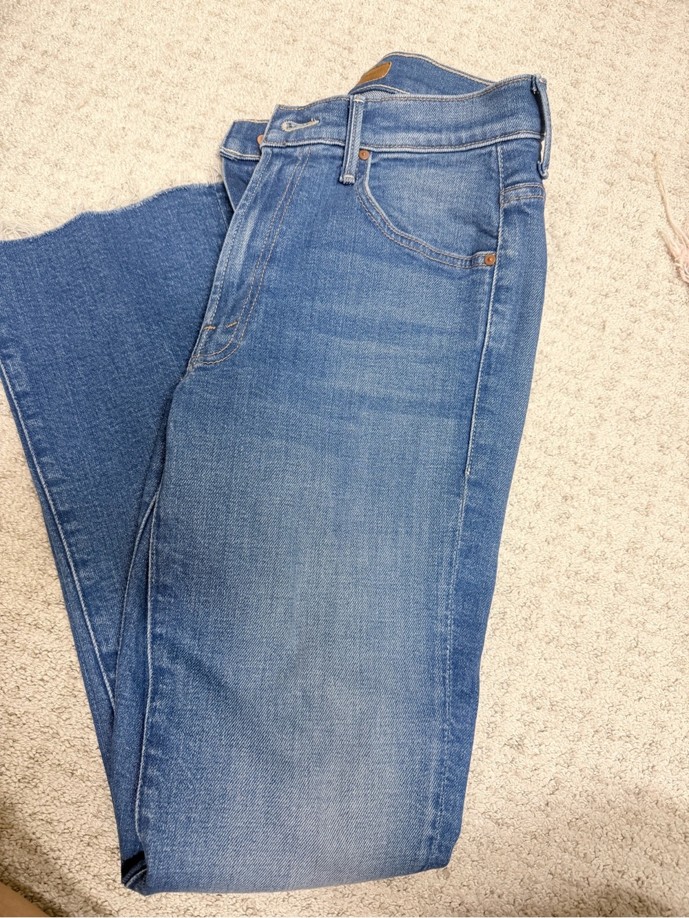MOTHER Straight-Leg Mid-Blue Denim Jeans